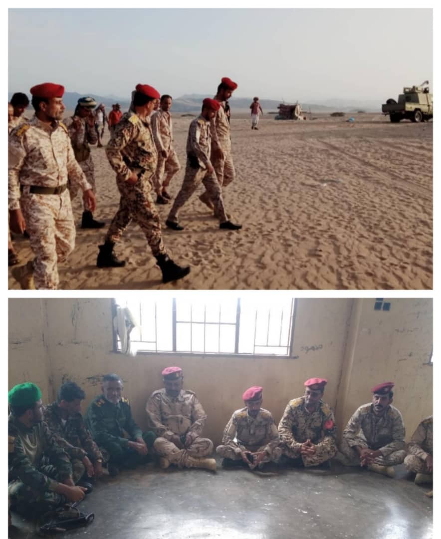 في أول زيارة بعد تعيينه .. العميد المرقشي قائد اللواء ١٨٥ يزور القطاعات العسكرية والأمنية بالخط الساحلي أبين
